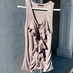 Pure Sugar  zip front ruffle vest Medium beige